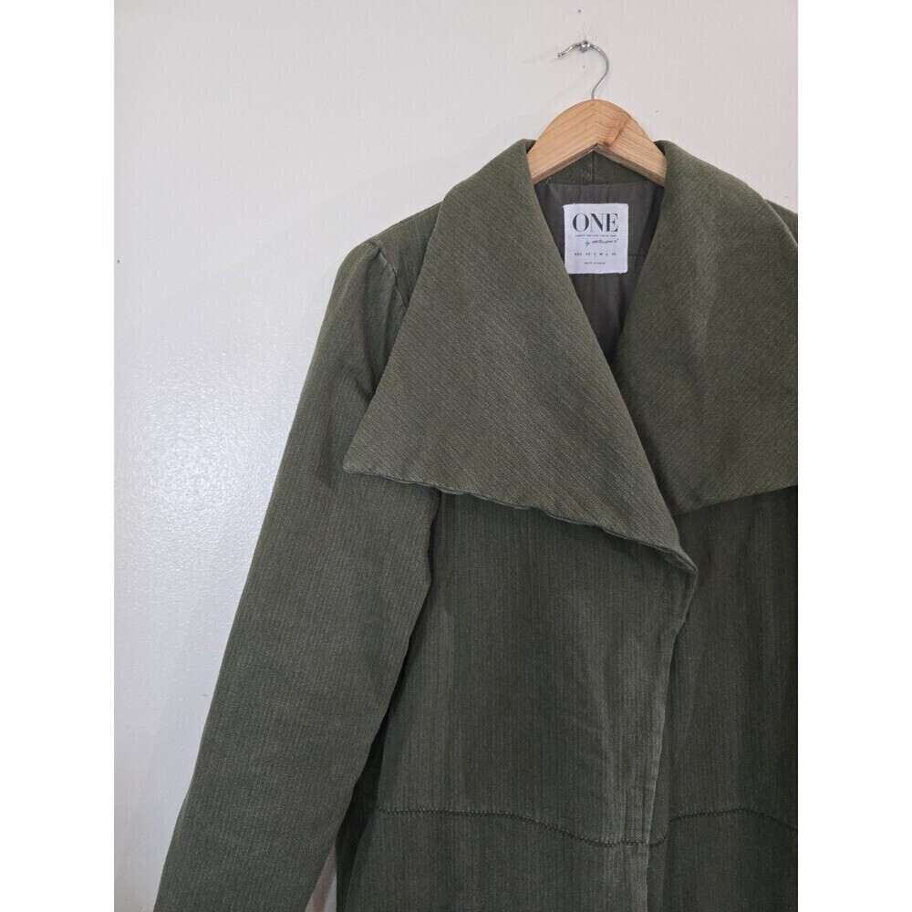 One Teaspoon Chapman Sailor Coat Womens Small Olive Green Oversized Long Duster - Picture 3 of 14